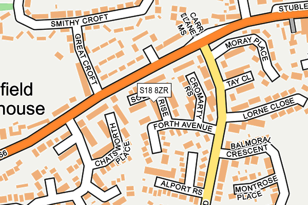 S18 8ZR map - OS OpenMap – Local (Ordnance Survey)