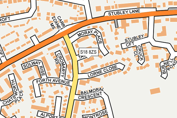 S18 8ZS map - OS OpenMap – Local (Ordnance Survey)