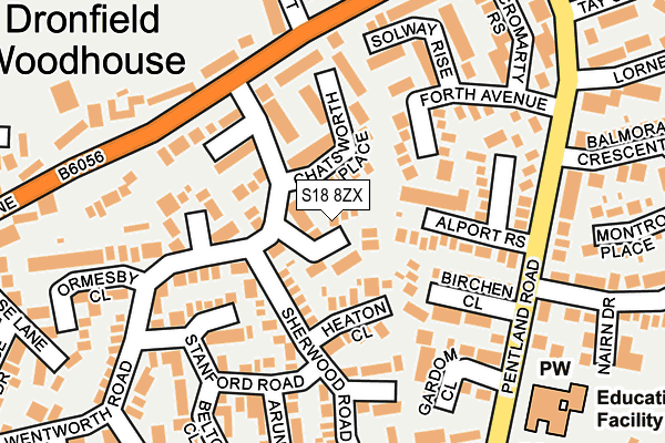 S18 8ZX map - OS OpenMap – Local (Ordnance Survey)