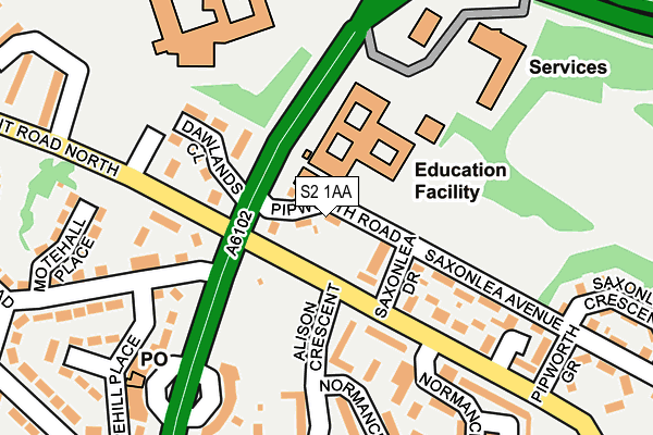 S2 1AA map - OS OpenMap – Local (Ordnance Survey)