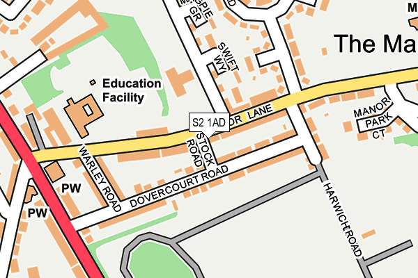 S2 1AD map - OS OpenMap – Local (Ordnance Survey)