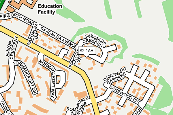 S2 1AH map - OS OpenMap – Local (Ordnance Survey)