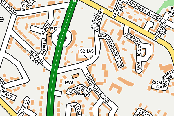 S2 1AS map - OS OpenMap – Local (Ordnance Survey)