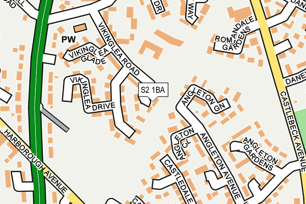 S2 1BA map - OS OpenMap – Local (Ordnance Survey)