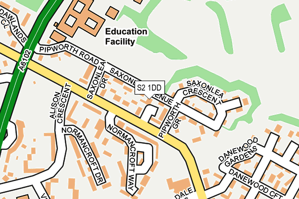 S2 1DD map - OS OpenMap – Local (Ordnance Survey)