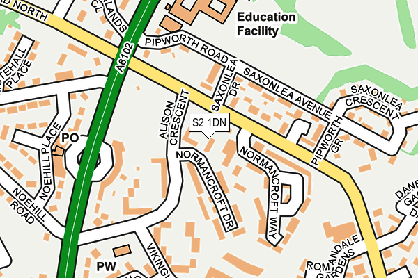 S2 1DN map - OS OpenMap – Local (Ordnance Survey)