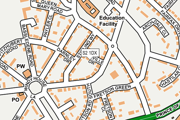 S2 1DX map - OS OpenMap – Local (Ordnance Survey)
