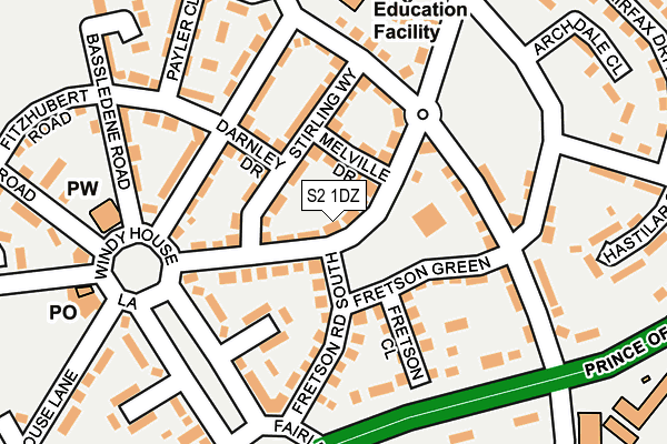S2 1DZ map - OS OpenMap – Local (Ordnance Survey)