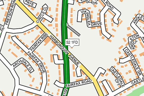 S2 1FD map - OS OpenMap – Local (Ordnance Survey)