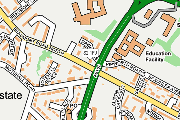 S2 1FJ map - OS OpenMap – Local (Ordnance Survey)