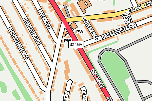 S2 1GA map - OS OpenMap – Local (Ordnance Survey)