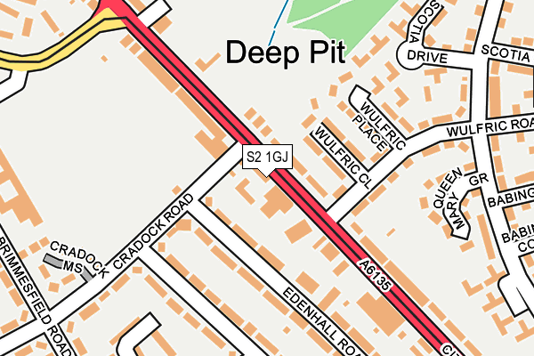 S2 1GJ map - OS OpenMap – Local (Ordnance Survey)