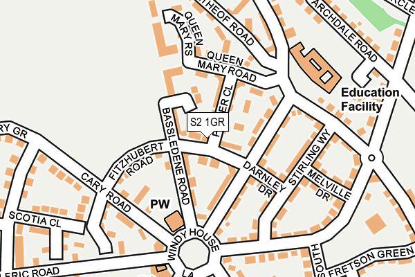 S2 1GR map - OS OpenMap – Local (Ordnance Survey)