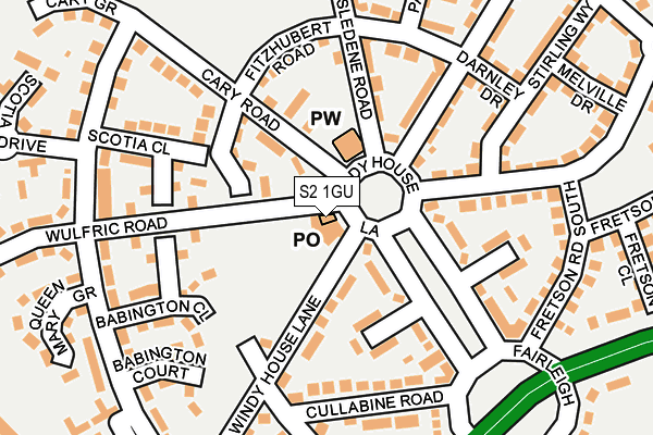 S2 1GU map - OS OpenMap – Local (Ordnance Survey)