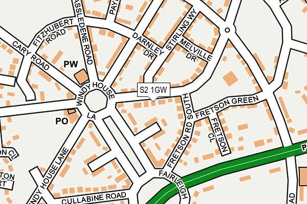 S2 1GW map - OS OpenMap – Local (Ordnance Survey)