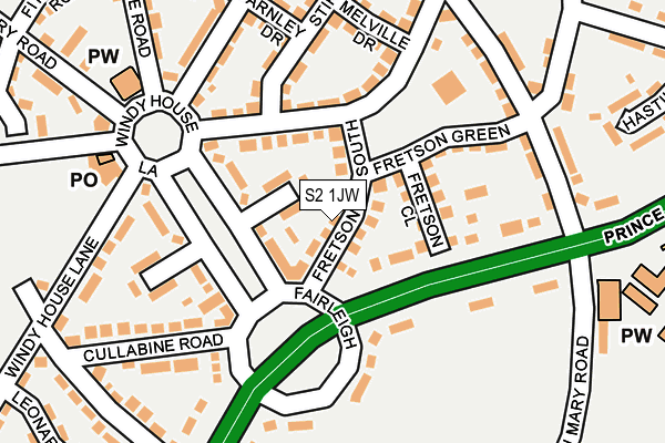 S2 1JW map - OS OpenMap – Local (Ordnance Survey)