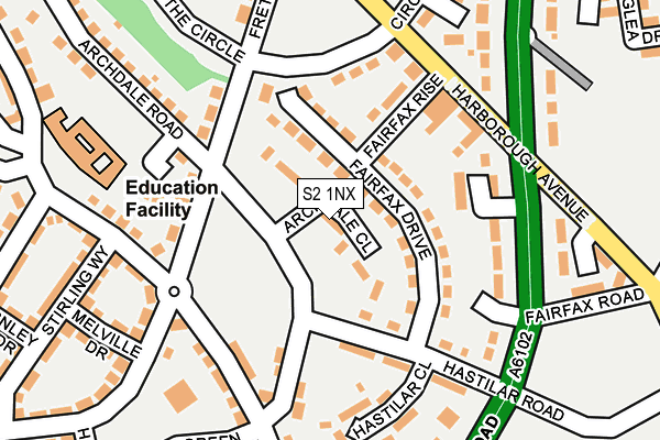 S2 1NX map - OS OpenMap – Local (Ordnance Survey)