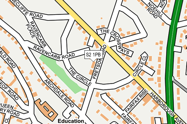 S2 1PB map - OS OpenMap – Local (Ordnance Survey)