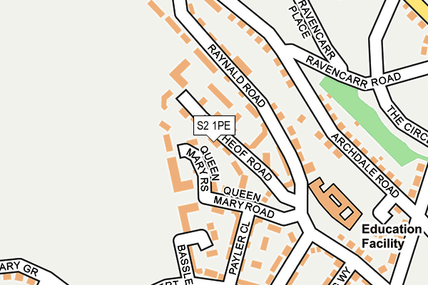 S2 1PE map - OS OpenMap – Local (Ordnance Survey)