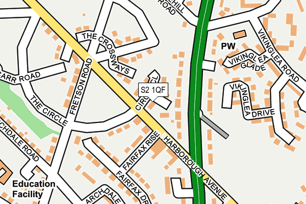 S2 1QF map - OS OpenMap – Local (Ordnance Survey)