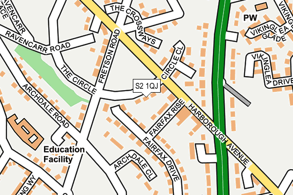 S2 1QJ map - OS OpenMap – Local (Ordnance Survey)