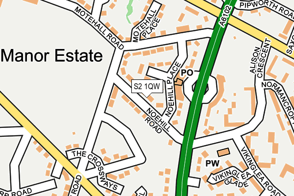 S2 1QW map - OS OpenMap – Local (Ordnance Survey)