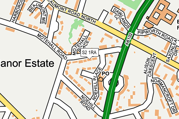 S2 1RA map - OS OpenMap – Local (Ordnance Survey)
