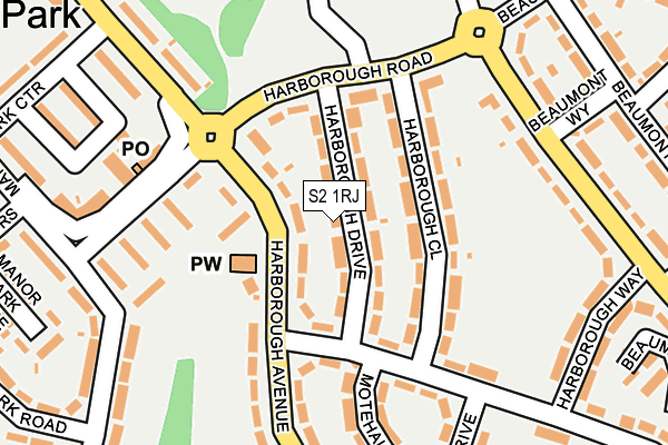 S2 1RJ map - OS OpenMap – Local (Ordnance Survey)