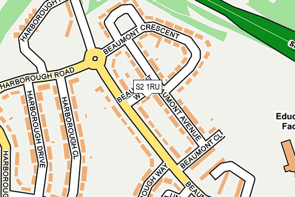 S2 1RU map - OS OpenMap – Local (Ordnance Survey)