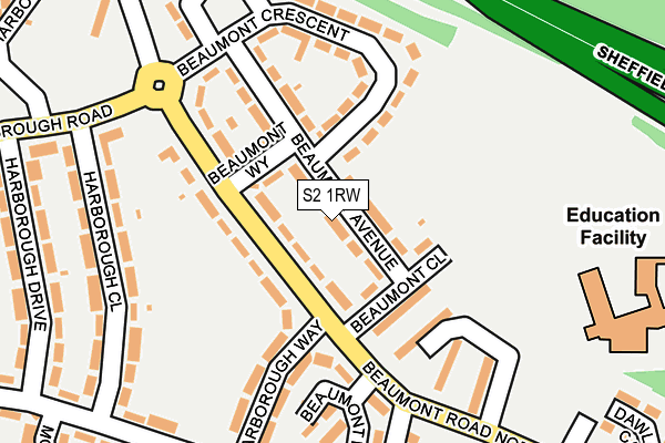 S2 1RW map - OS OpenMap – Local (Ordnance Survey)