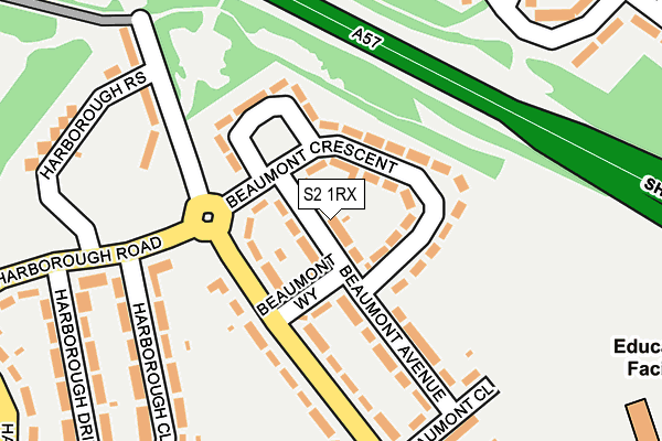 S2 1RX map - OS OpenMap – Local (Ordnance Survey)