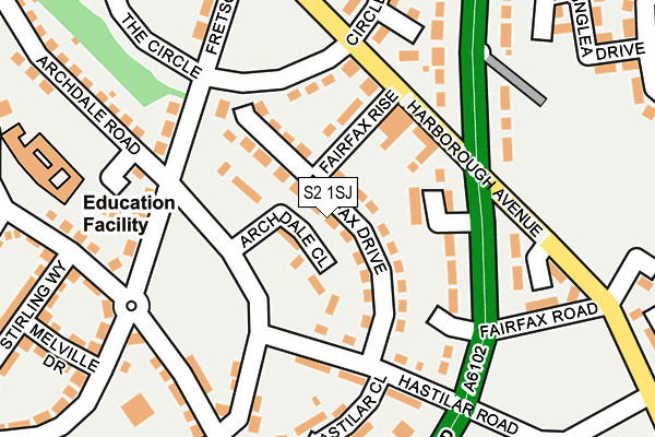 S2 1SJ map - OS OpenMap – Local (Ordnance Survey)