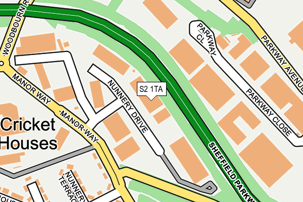 S2 1TA map - OS OpenMap – Local (Ordnance Survey)