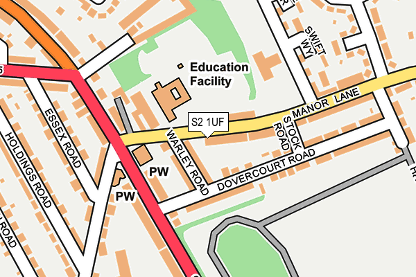 S2 1UF map - OS OpenMap – Local (Ordnance Survey)