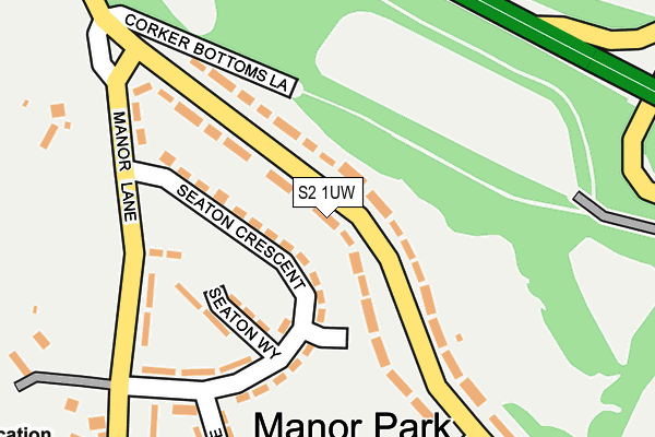S2 1UW map - OS OpenMap – Local (Ordnance Survey)