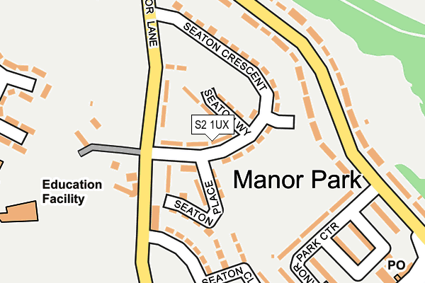 S2 1UX map - OS OpenMap – Local (Ordnance Survey)