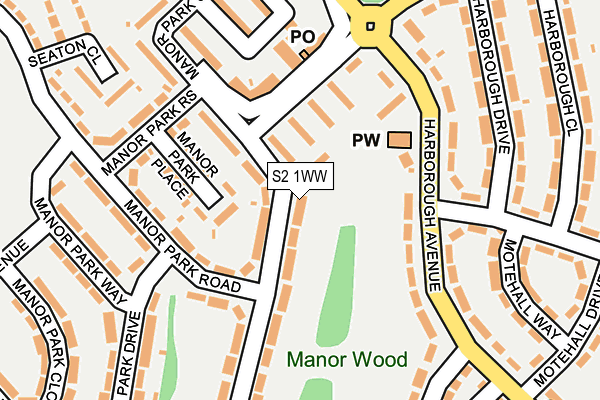 S2 1WW map - OS OpenMap – Local (Ordnance Survey)
