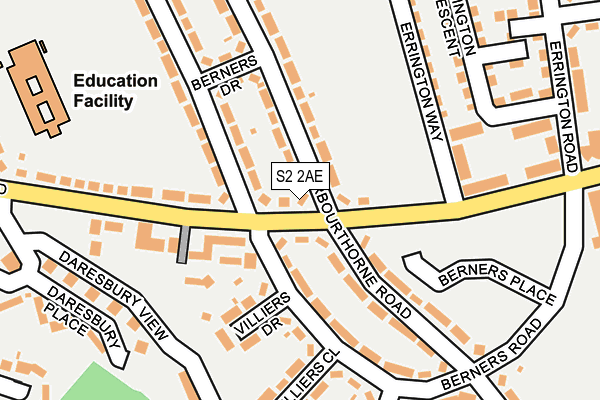 S2 2AE map - OS OpenMap – Local (Ordnance Survey)