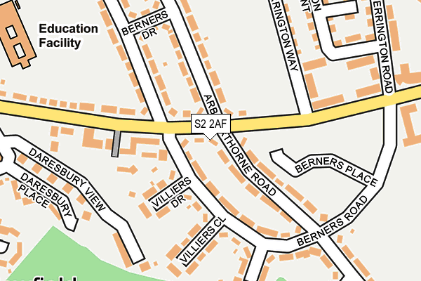 S2 2AF map - OS OpenMap – Local (Ordnance Survey)