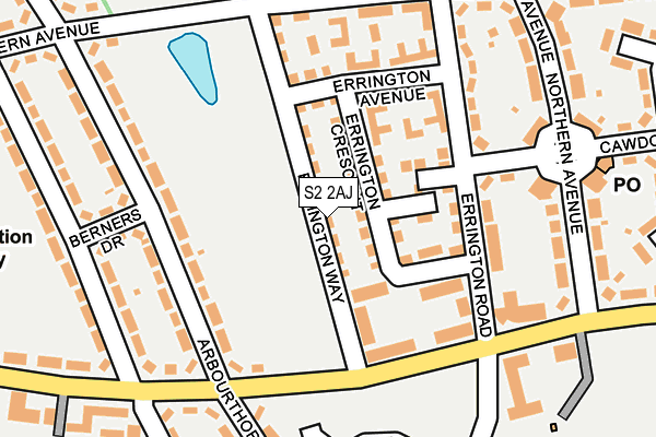 S2 2AJ map - OS OpenMap – Local (Ordnance Survey)