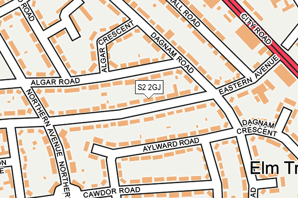 S2 2GJ map - OS OpenMap – Local (Ordnance Survey)