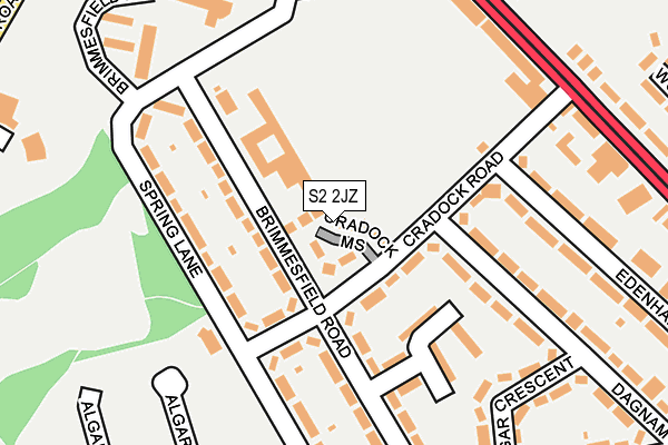 S2 2JZ map - OS OpenMap – Local (Ordnance Survey)
