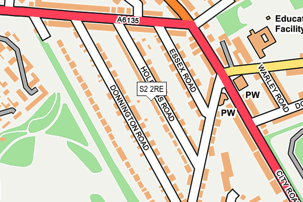 S2 2RE map - OS OpenMap – Local (Ordnance Survey)
