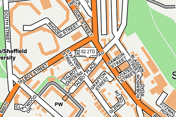 S2 2TD map - OS OpenMap – Local (Ordnance Survey)