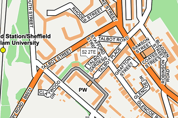 S2 2TE map - OS OpenMap – Local (Ordnance Survey)