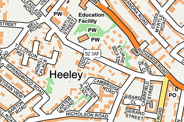 S2 3AF map - OS OpenMap – Local (Ordnance Survey)