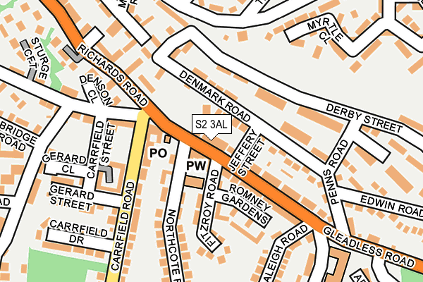 S2 3AL map - OS OpenMap – Local (Ordnance Survey)