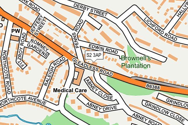 S2 3AP map - OS OpenMap – Local (Ordnance Survey)