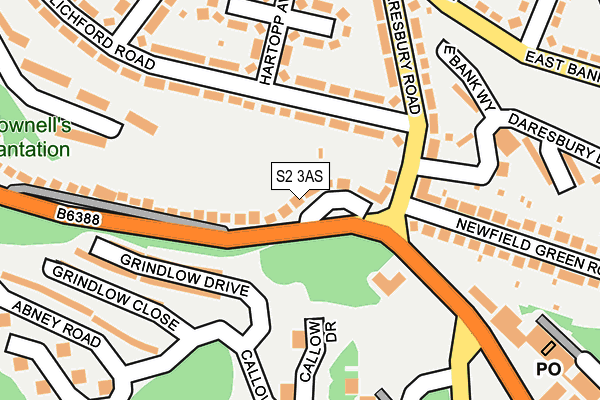 S2 3AS map - OS OpenMap – Local (Ordnance Survey)