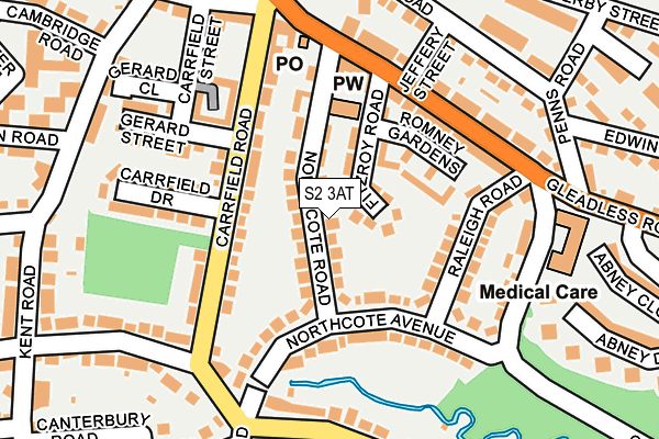 S2 3AT map - OS OpenMap – Local (Ordnance Survey)